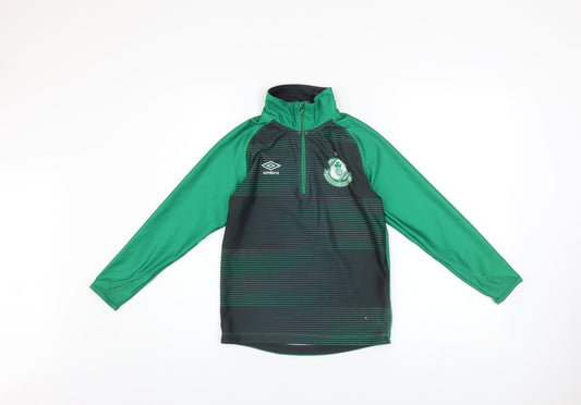 Umbro Boys Green 13-14 Years 1/4 Zip Football Training Sweatshirt