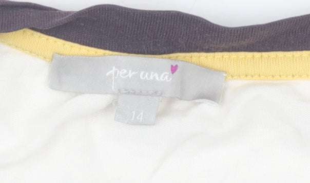 Marks and Spencer Per Una Women’s Multicoloured Striped 3/4 Sleeve T-Shirt Size 14