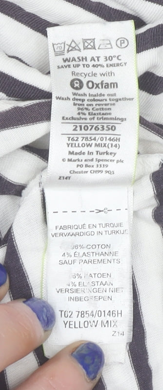Marks and Spencer Per Una Women’s Multicoloured Striped 3/4 Sleeve T-Shirt Size 14