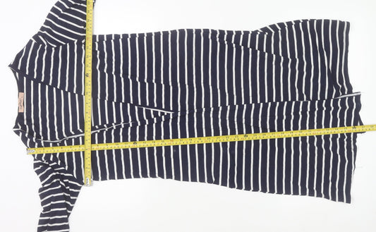 Hype Women’s Blue Striped Open Cardigan Size L Lightweight Jersey