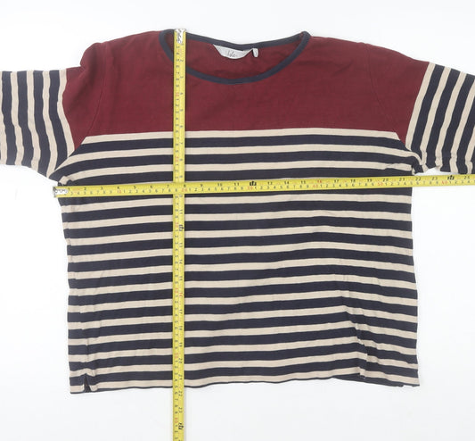 Isle Womens Multicoloured Striped Cotton 3/4 Sleeve T-Shirt L