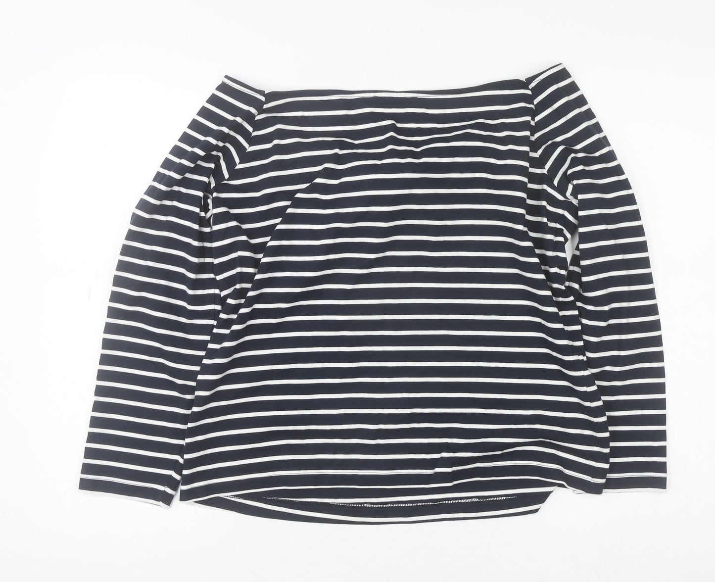 Isa Arfen Women's Blue Striped Off Shoulder Cotton Blouse Size 14