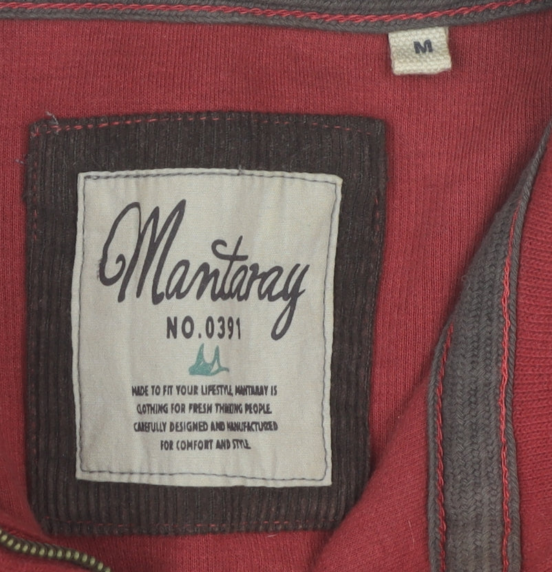 Mantaray Men's Red 1/4 Zip Cotton Sweatshirt Size M