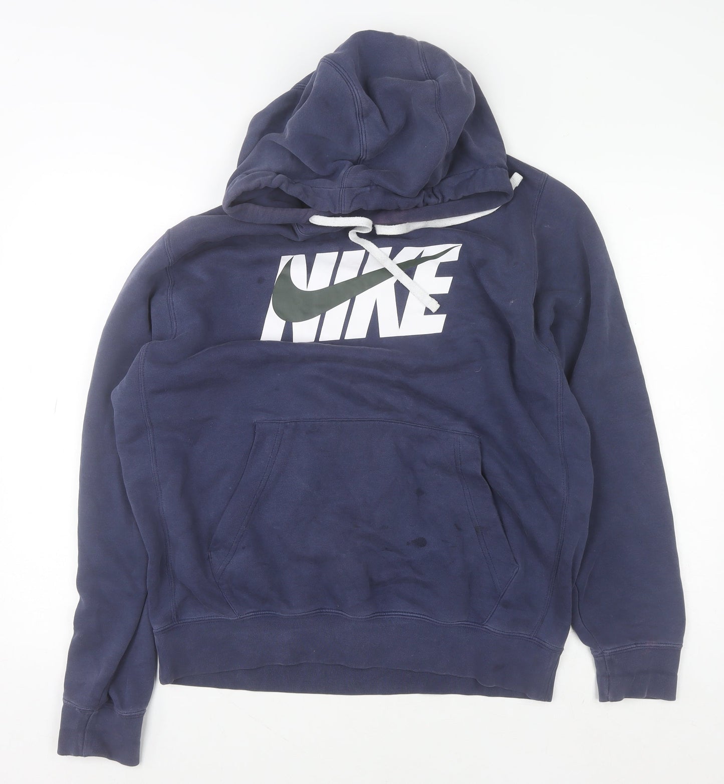 Nike Men’s Blue Pullover Hoodie M Logo Fleece Sweatshirt