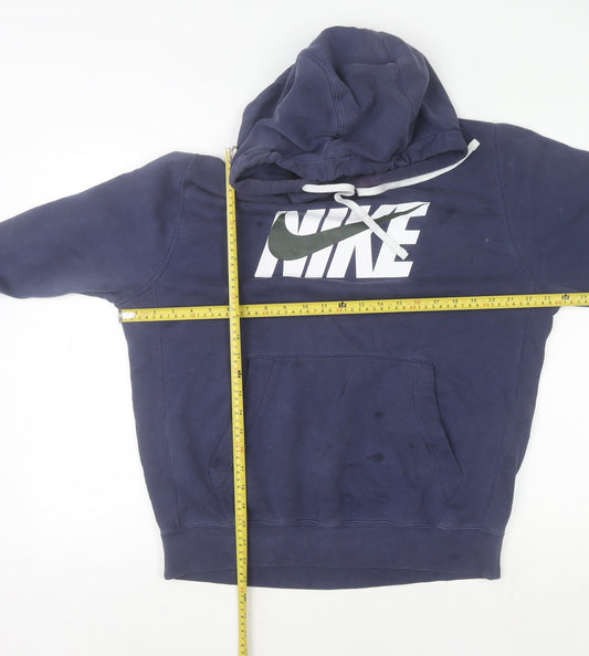 Nike Men’s Blue Pullover Hoodie M Logo Fleece Sweatshirt