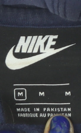 Nike Men’s Blue Pullover Hoodie M Logo Fleece Sweatshirt