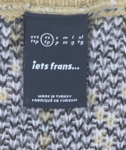iets frans Unisex Beige Argyle Knit V-Neck Sleeveless Vest XS