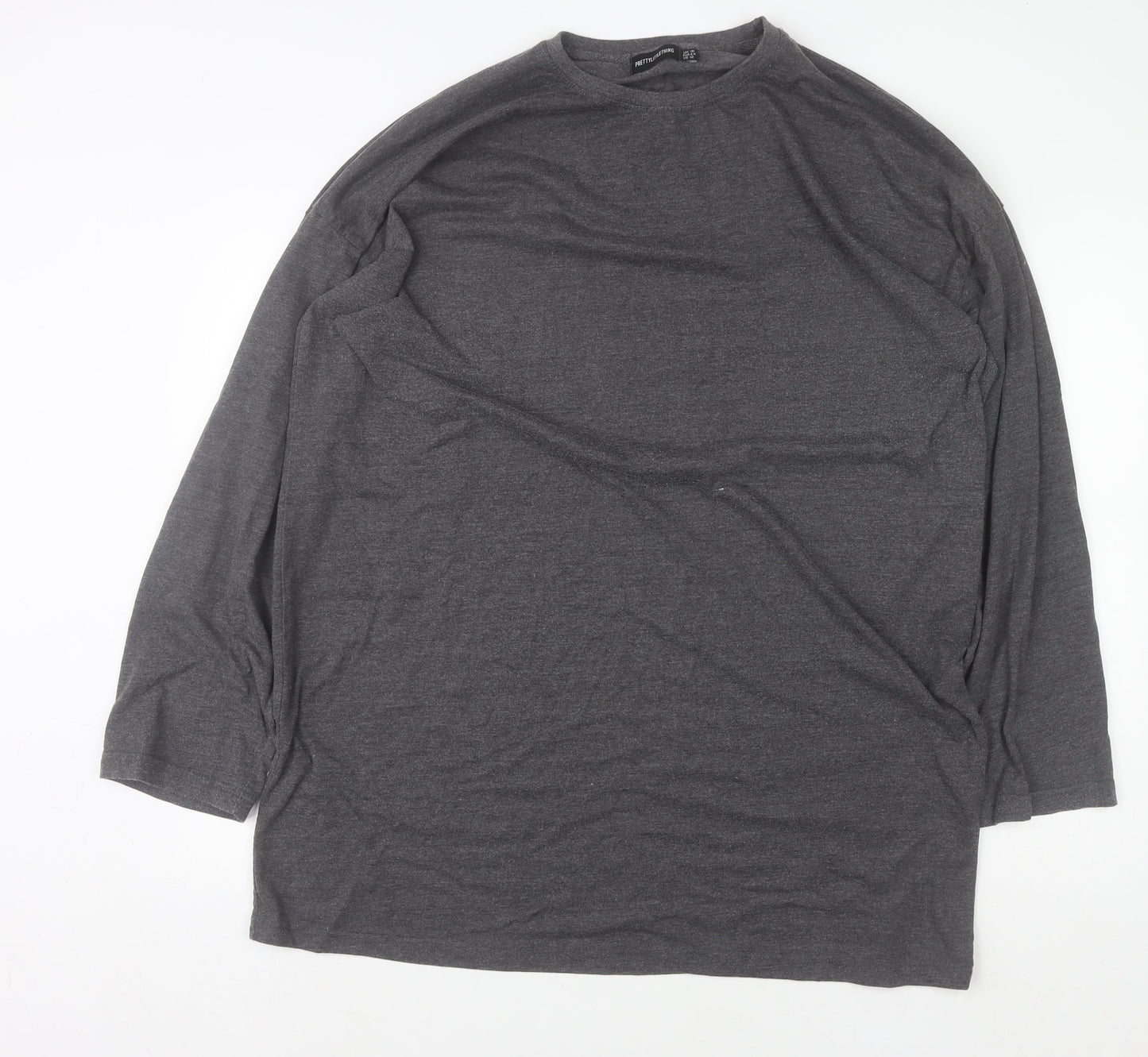 PrettyLittleThing Women’s Grey Pullover Sweatshirt UK 16 Cotton Blend