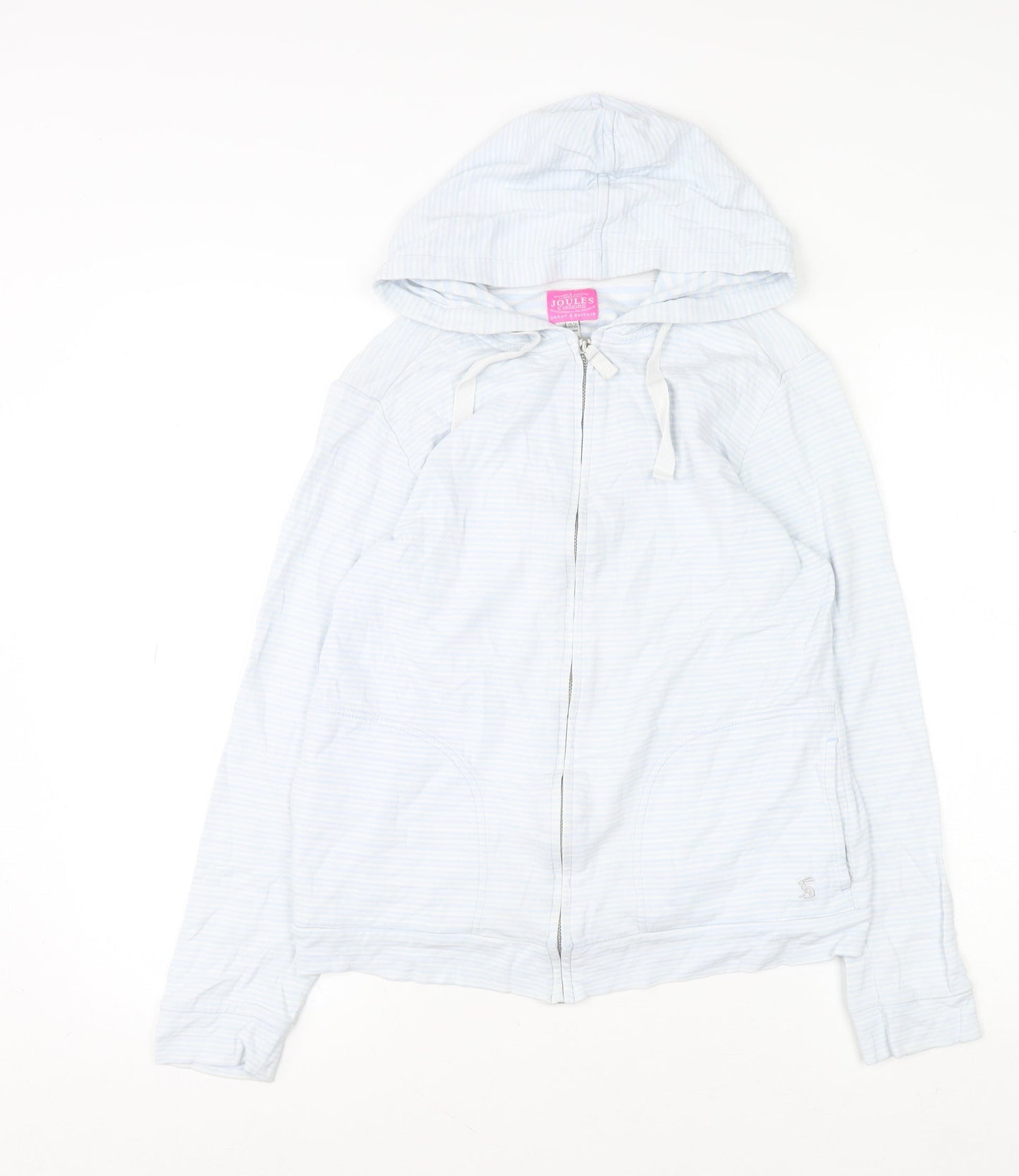 Joules Women's Blue Full Zip Hoodie UK 12 Lightweight Cotton Blend