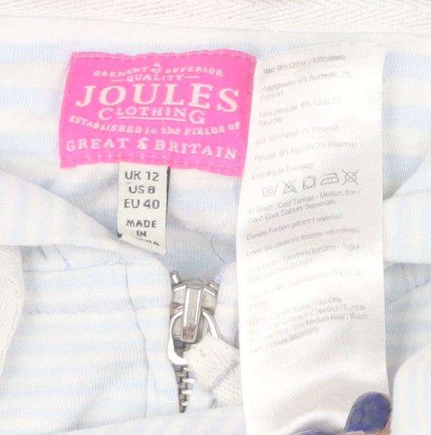 Joules Women's Blue Full Zip Hoodie UK 12 Lightweight Cotton Blend