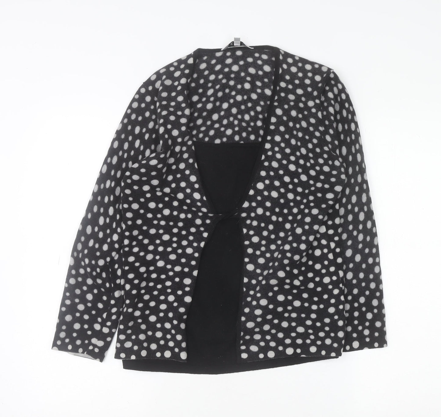 East Womens Black White Wool Polka Dot Open Cardigan Size 16