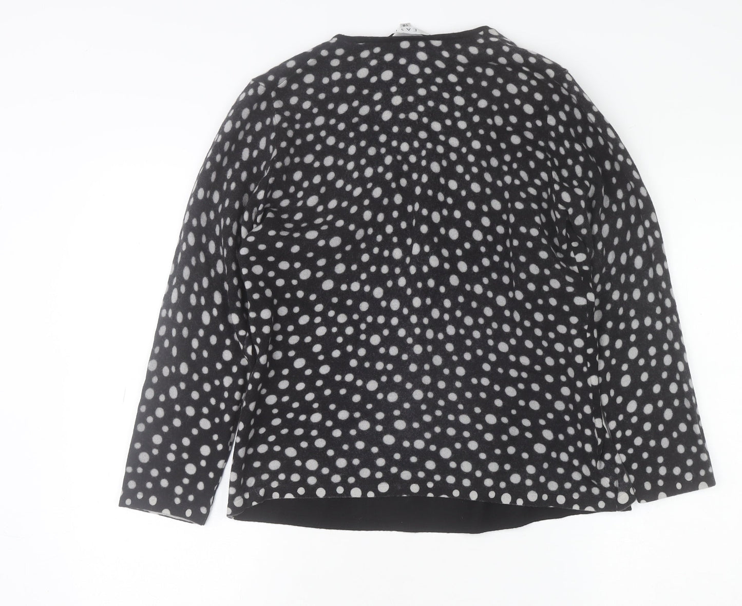 East Womens Black White Wool Polka Dot Open Cardigan Size 16