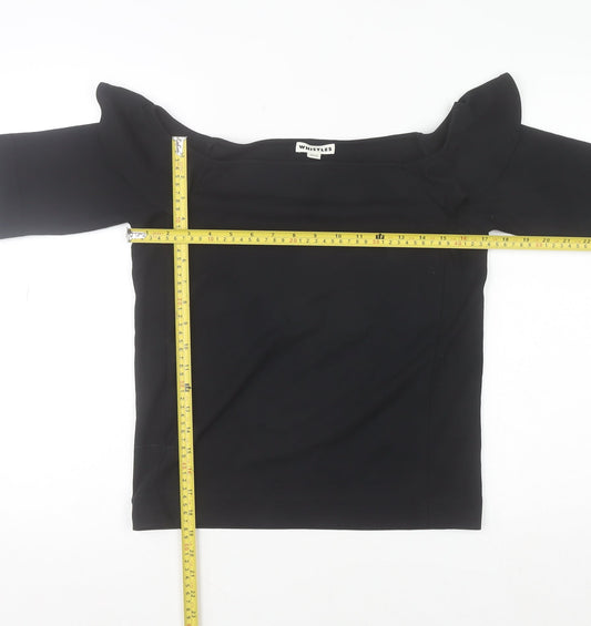 Whistles Women Black Off Shoulder Ruffle Stretch Blouse Size 16