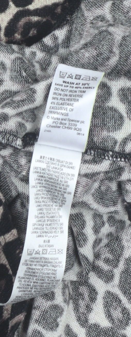 Marks and Spencer Womens Leopard Print 3/4 Sleeve Blouse UK 14