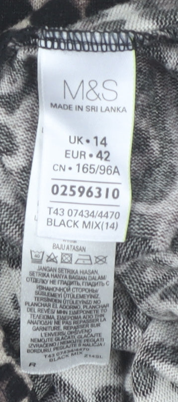 Marks and Spencer Womens Leopard Print 3/4 Sleeve Blouse UK 14