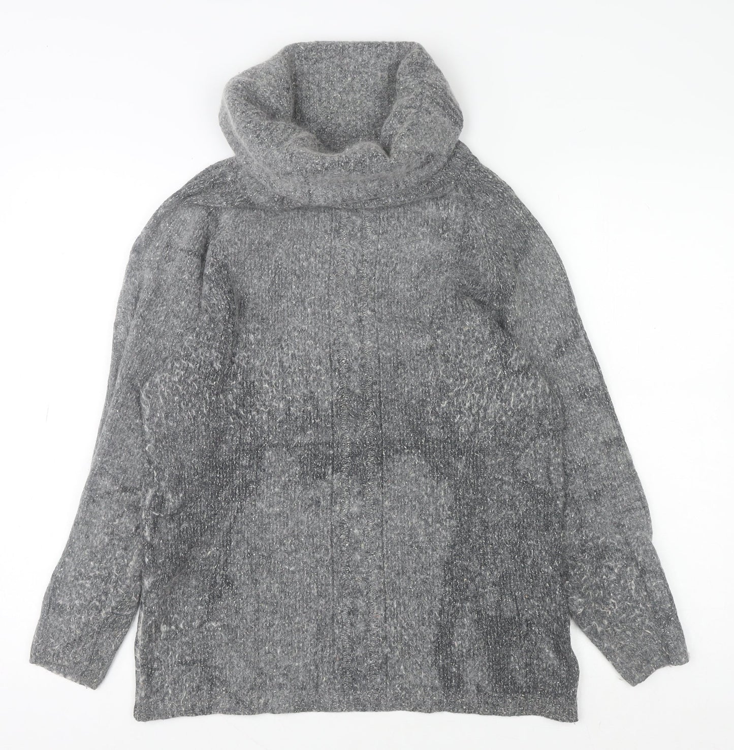 Expressions Womens Grey Silk Blend Cowl Neck Jumper Size 10