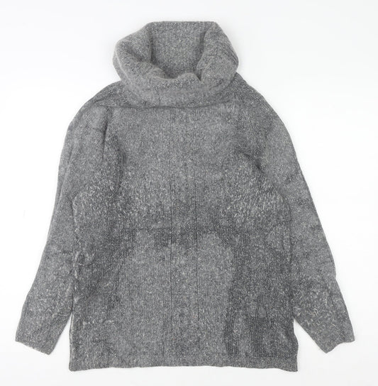 Expressions Womens Grey Silk Blend Cowl Neck Jumper Size 10