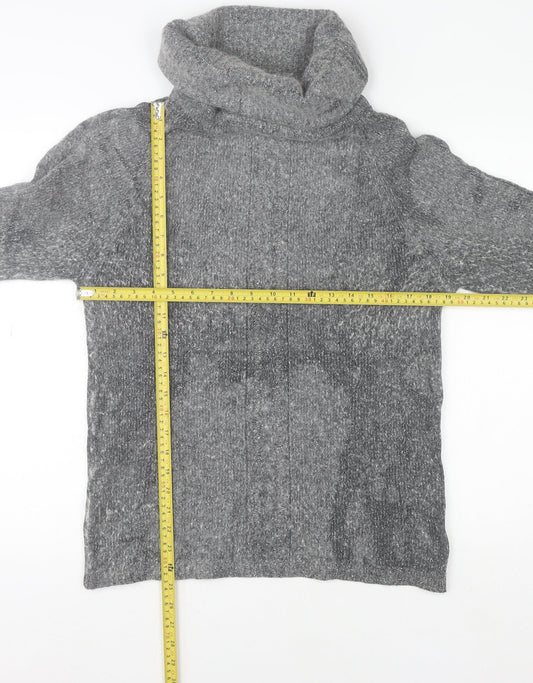 Expressions Womens Grey Silk Blend Cowl Neck Jumper Size 10
