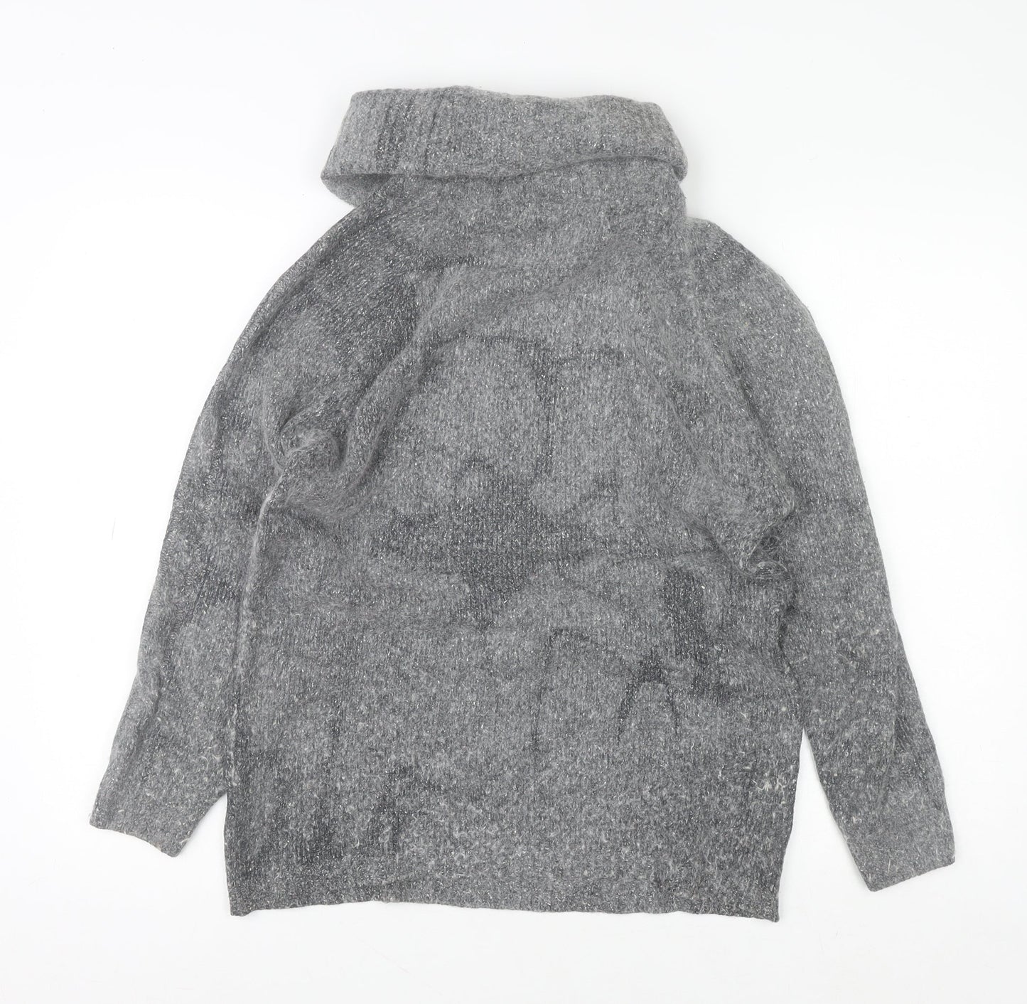 Expressions Womens Grey Silk Blend Cowl Neck Jumper Size 10