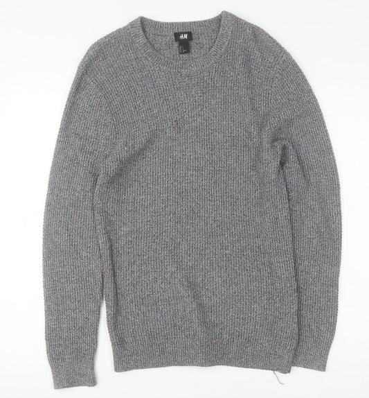 H&M Women's Grey Knit Crew Neck Long Sleeve Pullover Jumper Size S
