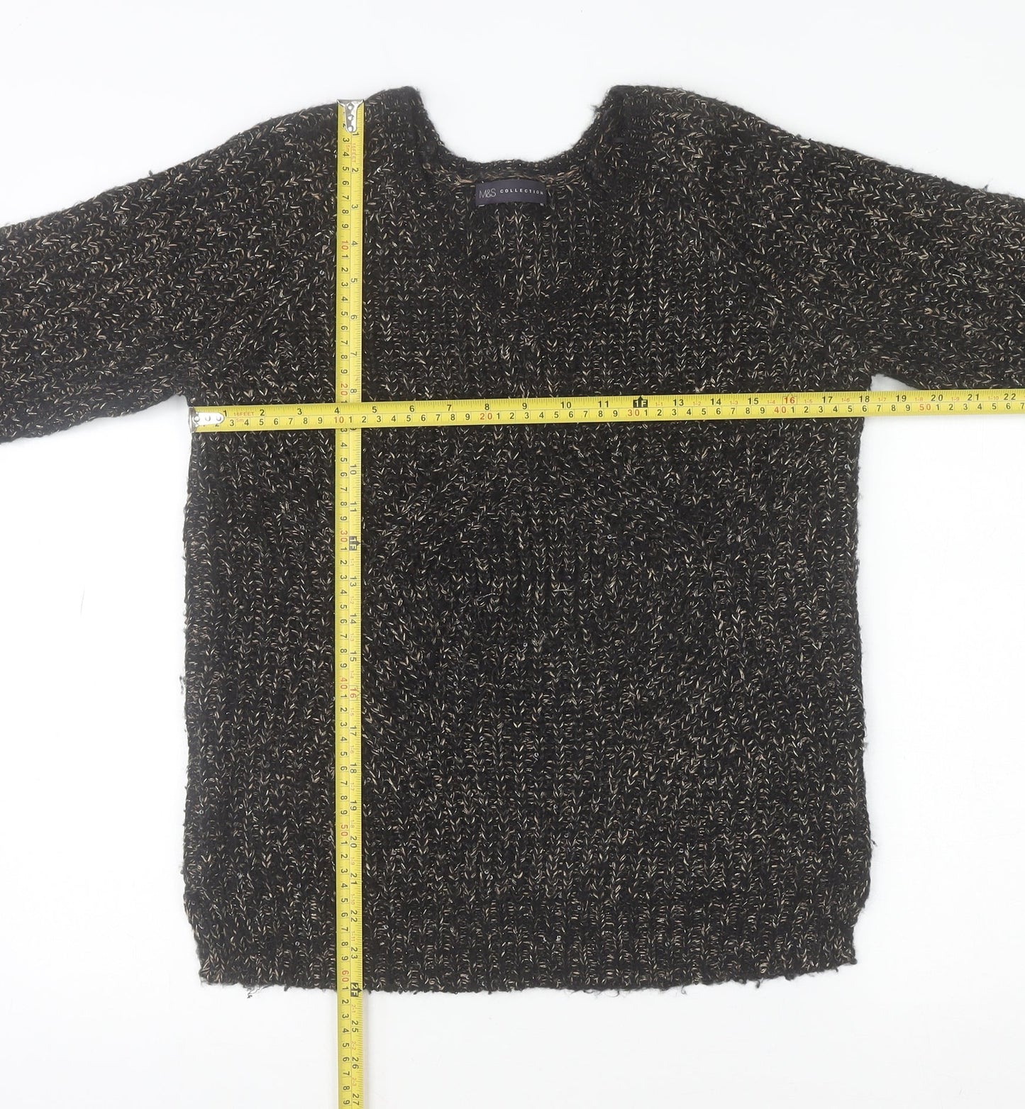 Marks and Spencer Women's Black Chunky Knit Jumper Size 8