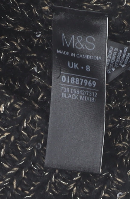 Marks and Spencer Women's Black Chunky Knit Jumper Size 8