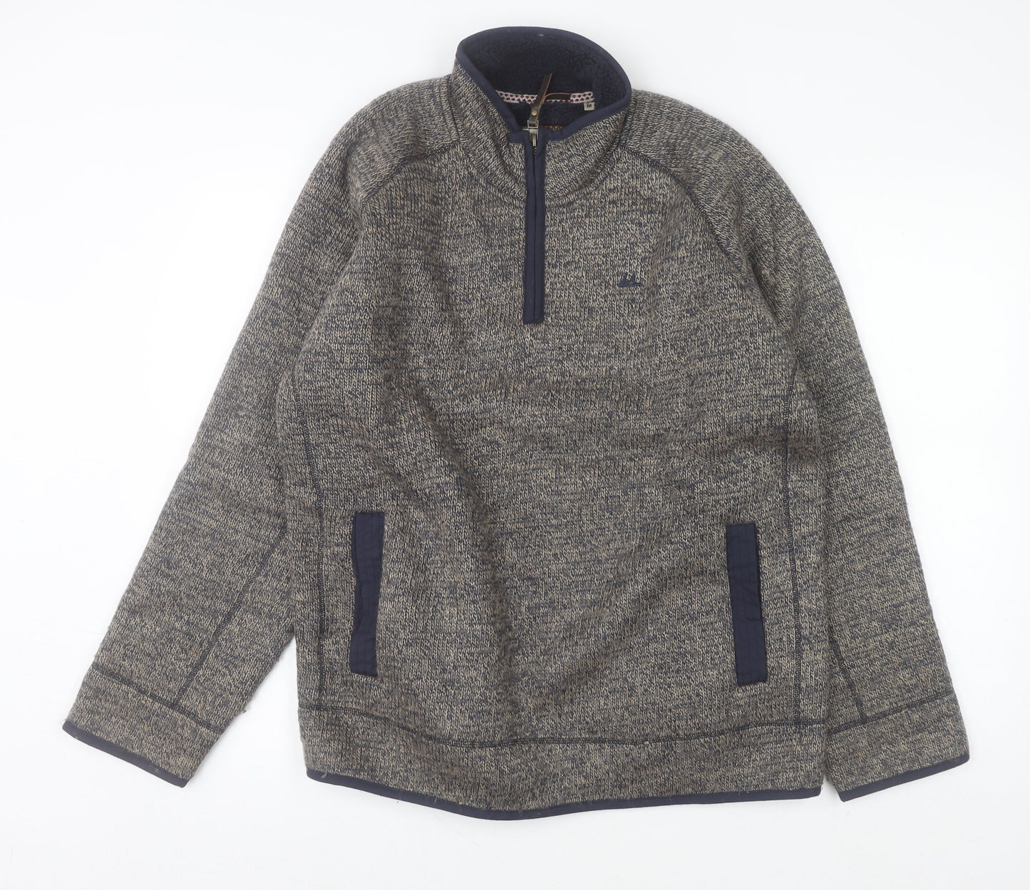 Mantaray Men's Grey Half Zip Knit Sweatshirt Fleece Lined M