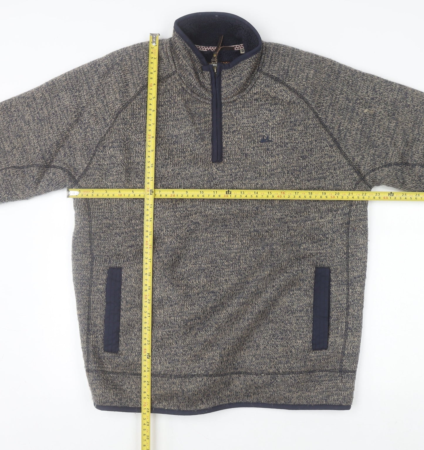Mantaray Men's Grey Half Zip Knit Sweatshirt Fleece Lined M