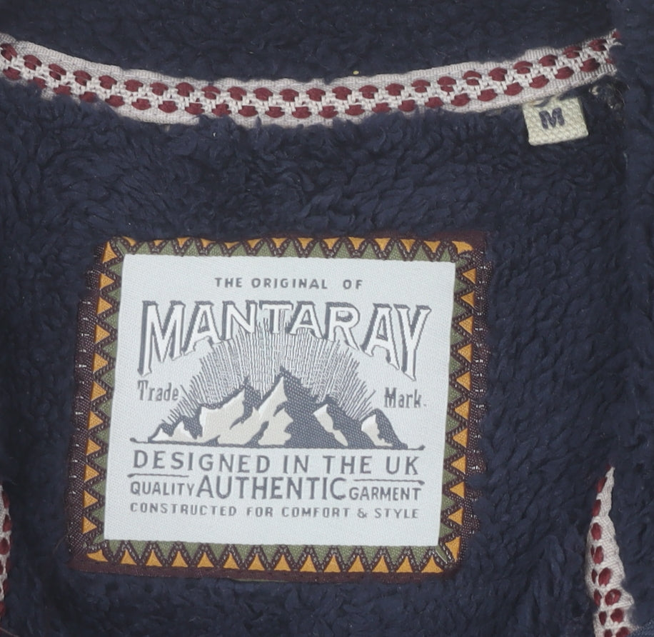 Mantaray Men's Grey Half Zip Knit Sweatshirt Fleece Lined M