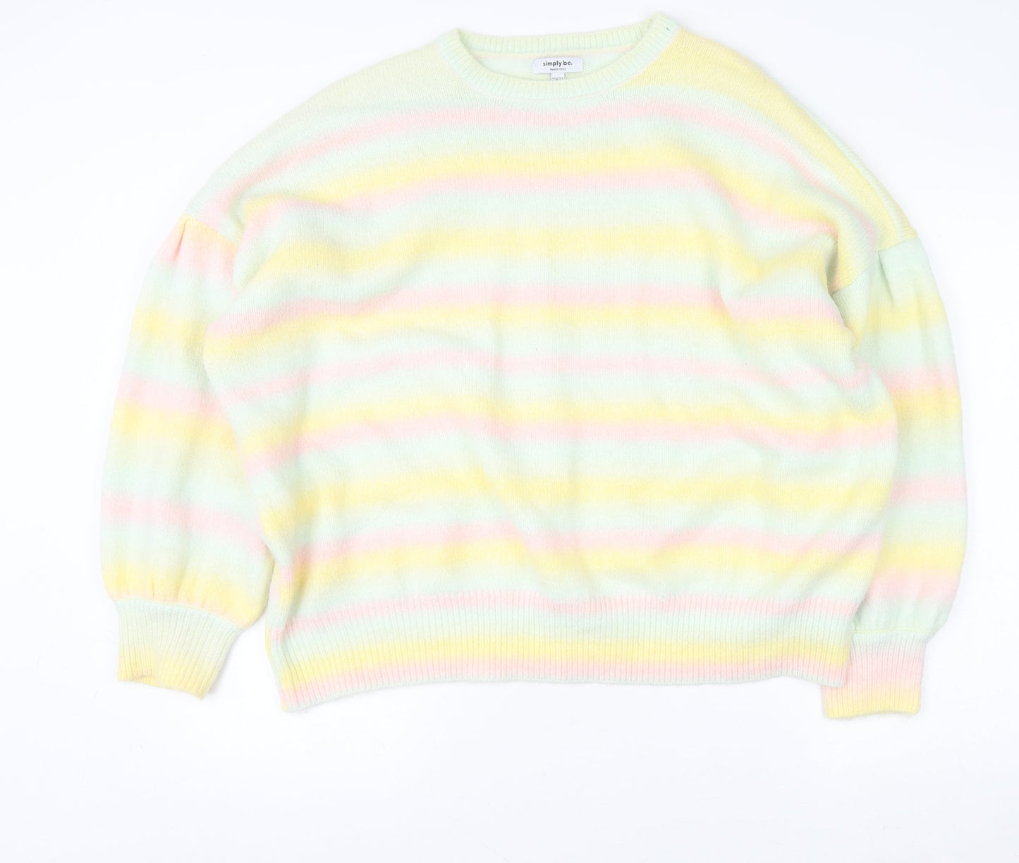 Simply Be Women’s Multicoloured Striped Knit Pullover Jumper Size 20/22