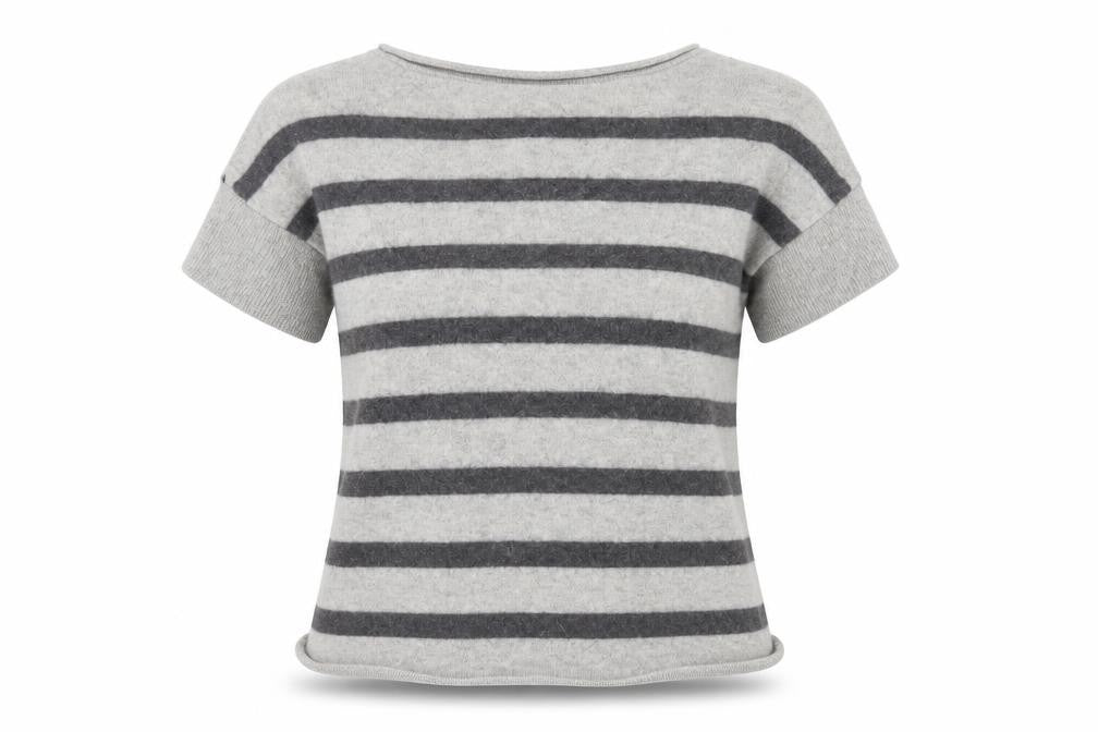 Gap Women’s Grey Striped Cashmere Short Sleeve Knit Top Size S