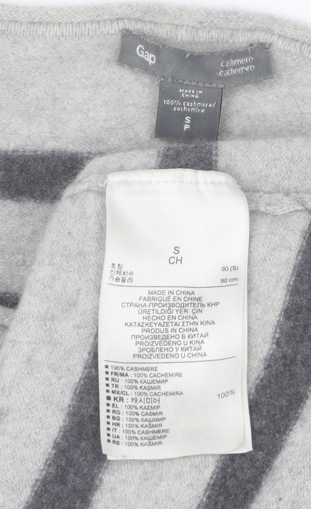 Gap Women’s Grey Striped Cashmere Short Sleeve Knit Top Size S