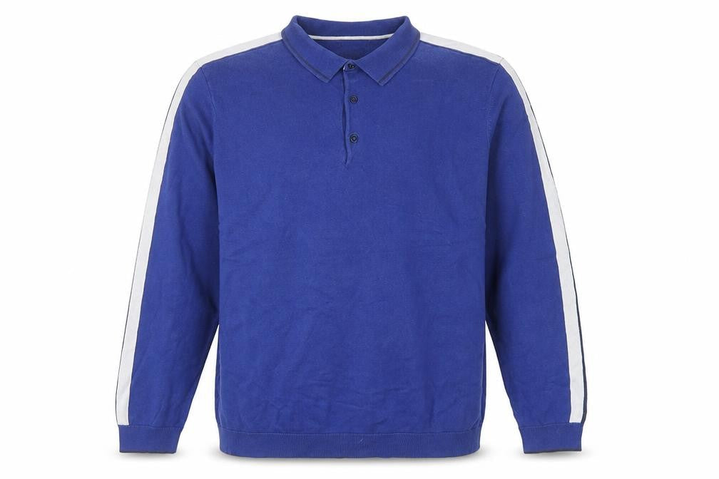 Marks and Spencer Men's Blue Collared Henley Sweatshirt Size L