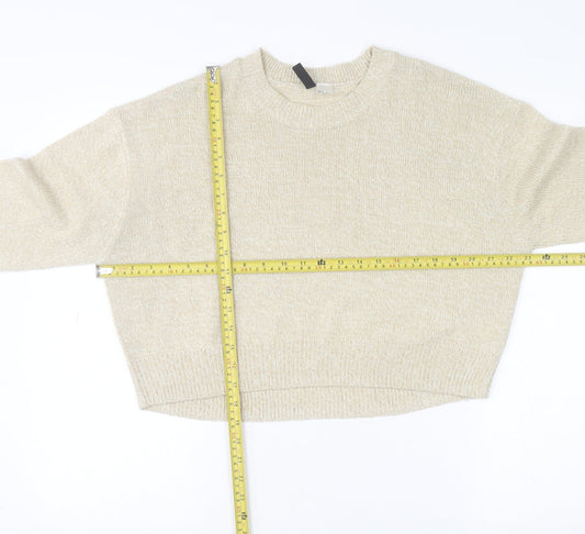 H&M Women Beige Crew Neck Pullover Jumper Size S Acrylic Knit