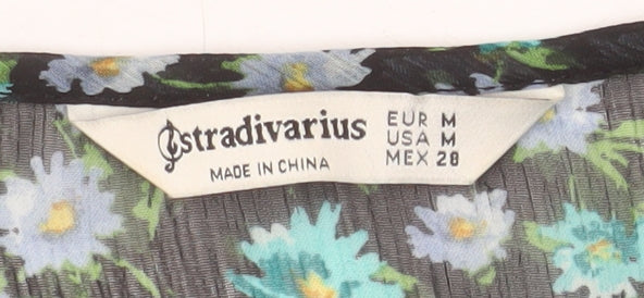 Stradivarius Women's Black Floral Chiffon Blouse Size 12