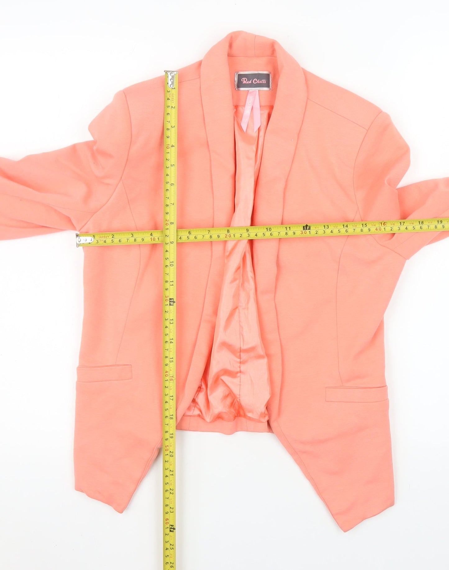 Red Chilli Women’s Pink Shawl Collar Blazer Jacket Size 12