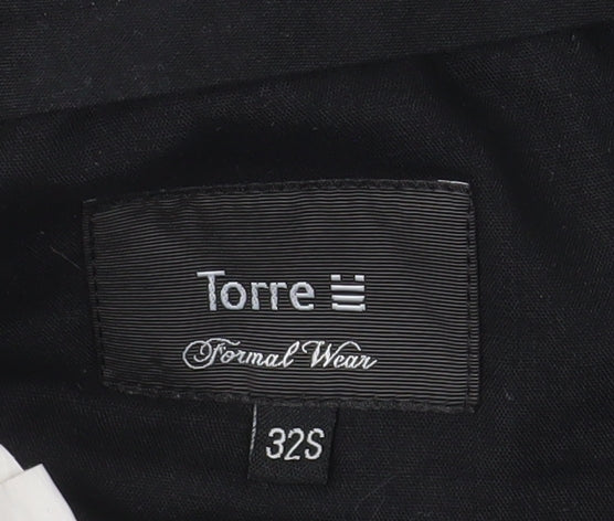 Torre Men's Grey Formal Dress Trousers 32S Classic Fit Wool Blend