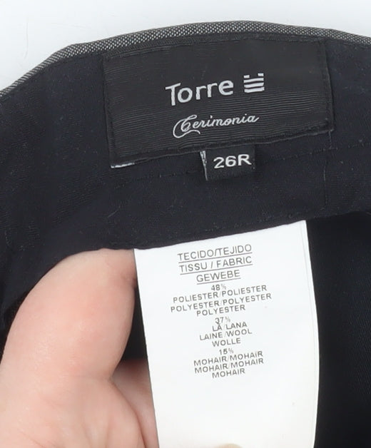 Torre Cerimonia Men's Grey Wool Mohair Dress Pants 26R Adjustable Waist