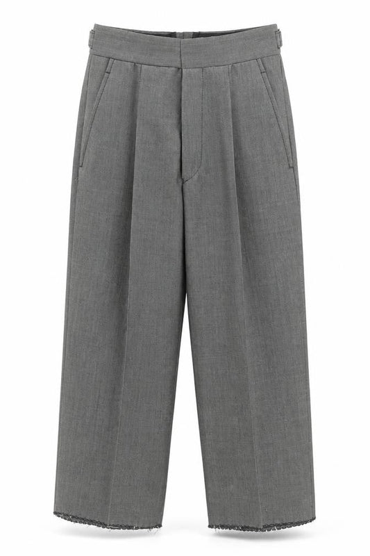 Torre Boys Grey Dress Pants 20R Wool Blend Formal Trousers with Belted Waist