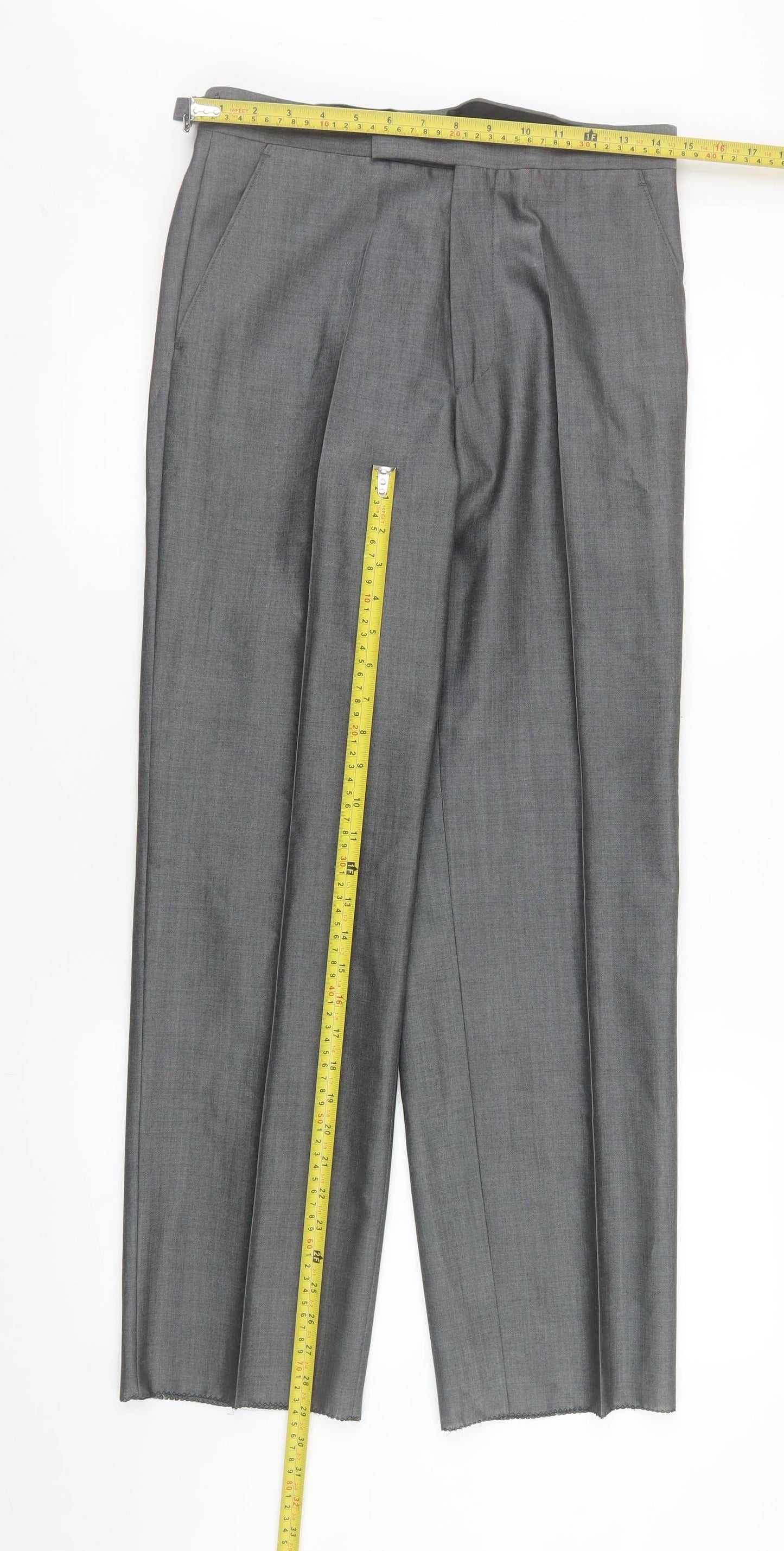 Torre Cerimonia Men's Grey Wool Blend Dress Trousers 30R