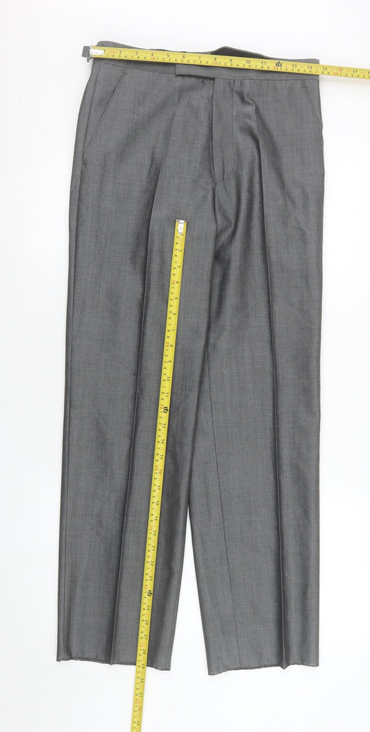 Torre Cerimonia Men's Grey Wool Blend Dress Trousers 30R