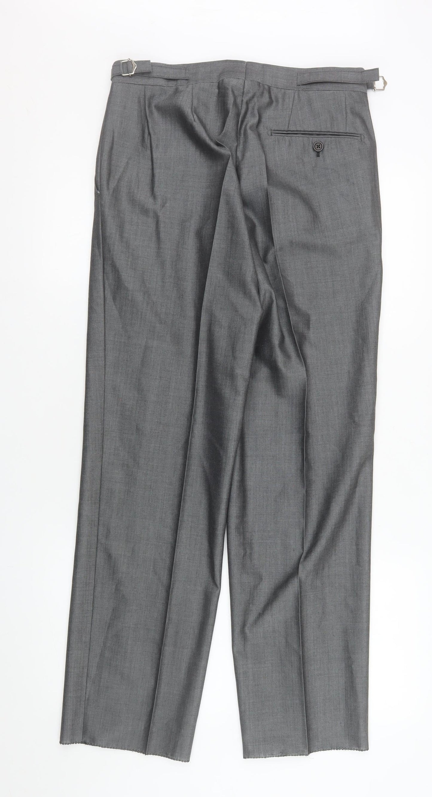 Torre Cerimonia Men's Grey Wool Blend Dress Trousers 30R