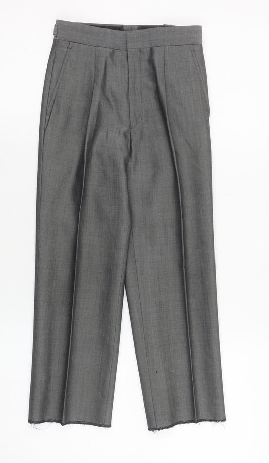 Torre Boys Grey 24in Wool Blend Formal Dress Trousers with Adjustable Waist