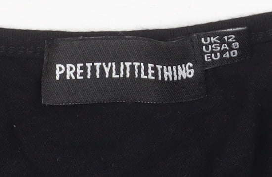 PrettyLittleThing Women's Black One Shoulder Cropped Top Size 12