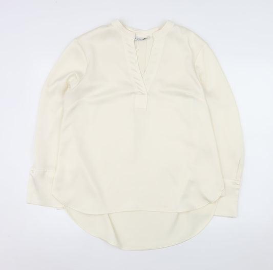 Gallery Women Ivory V-Neck Tunic Blouse UK 14 Long Sleeve