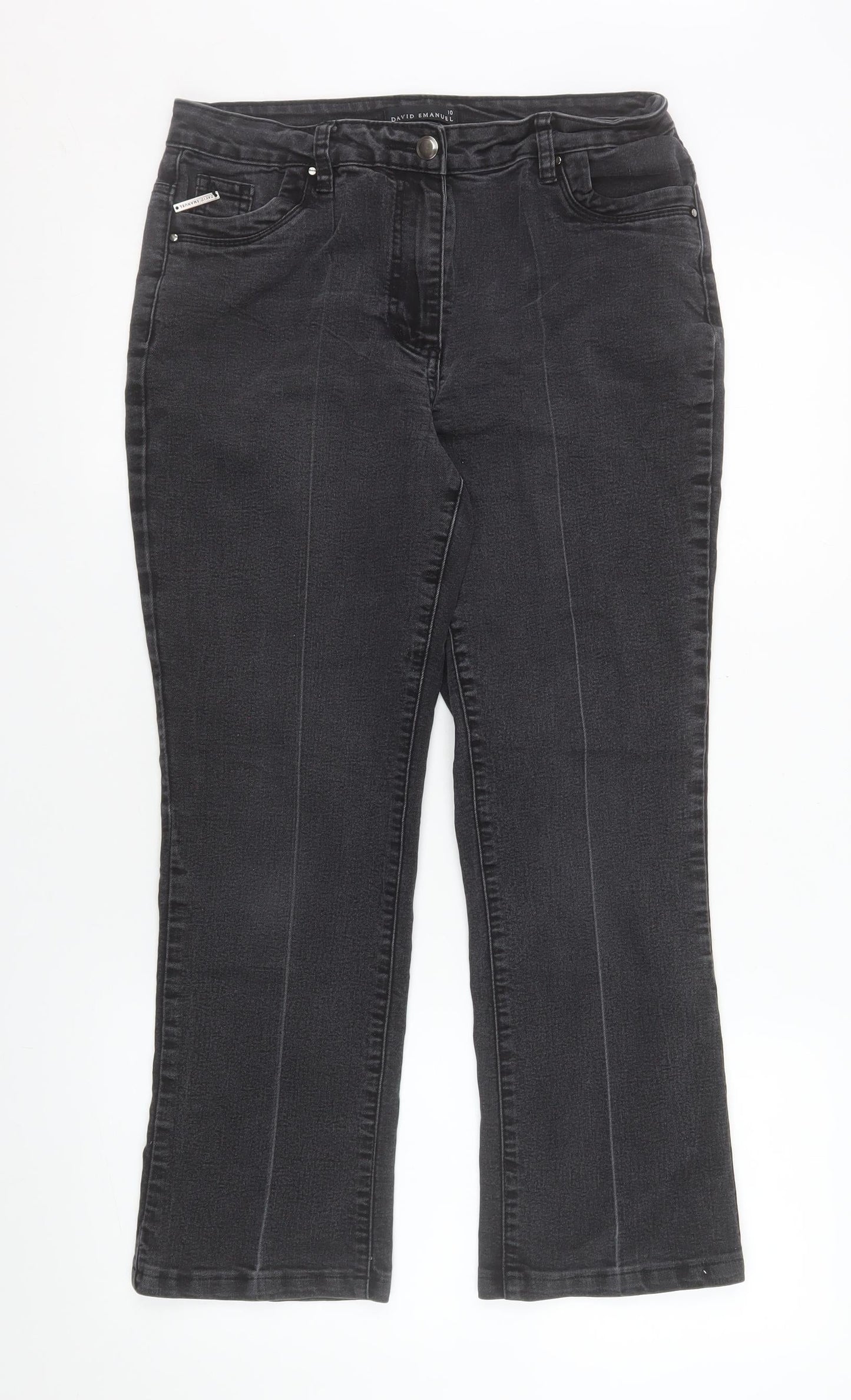 David Emanuel Women's Black Straight Jeans Size 10 Stretch Denim