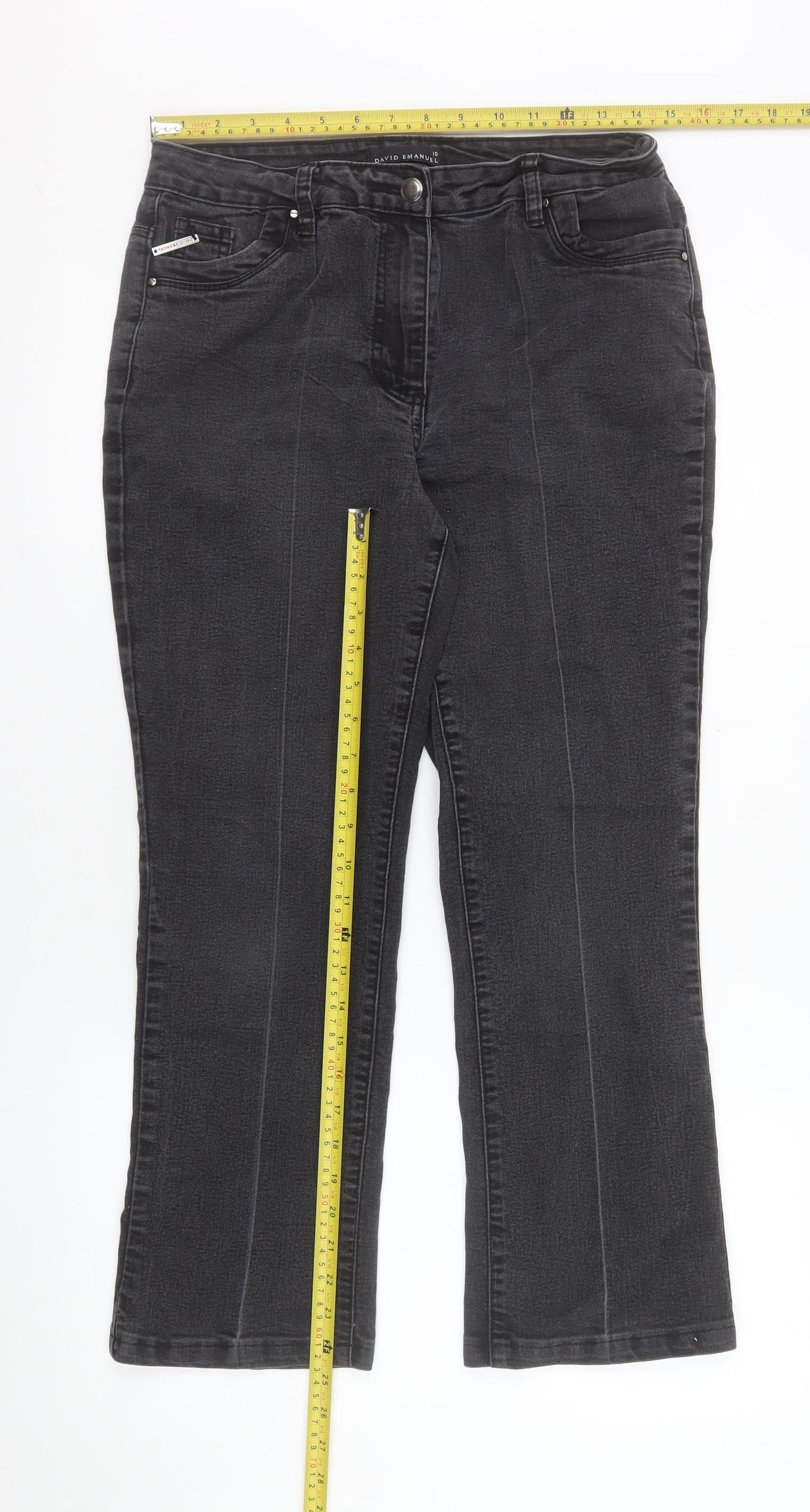 David Emanuel Women's Black Straight Jeans Size 10 Stretch Denim