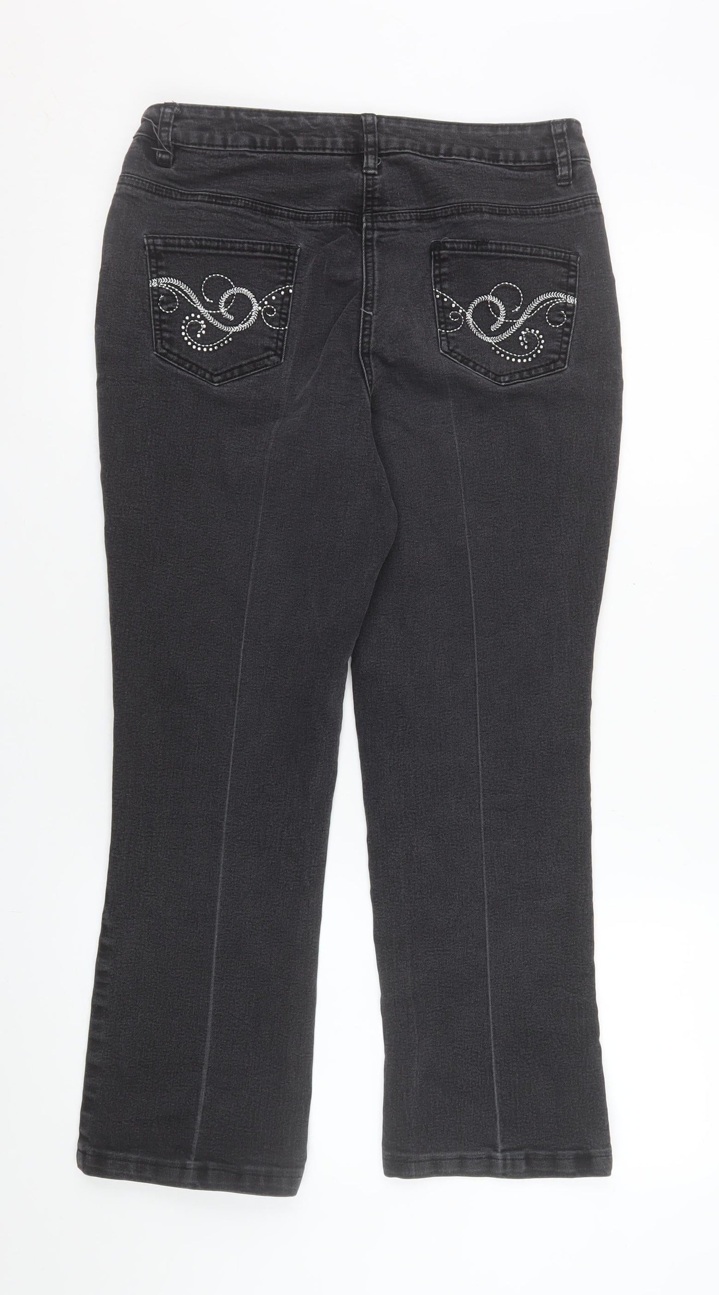 David Emanuel Women's Black Straight Jeans Size 10 Stretch Denim