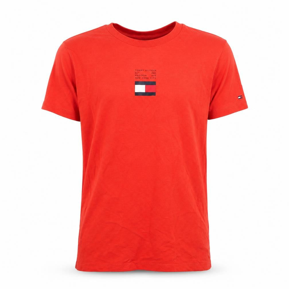 Tommy Hilfiger Men Red Cotton Crew Neck Short Sleeve T-Shirt XS