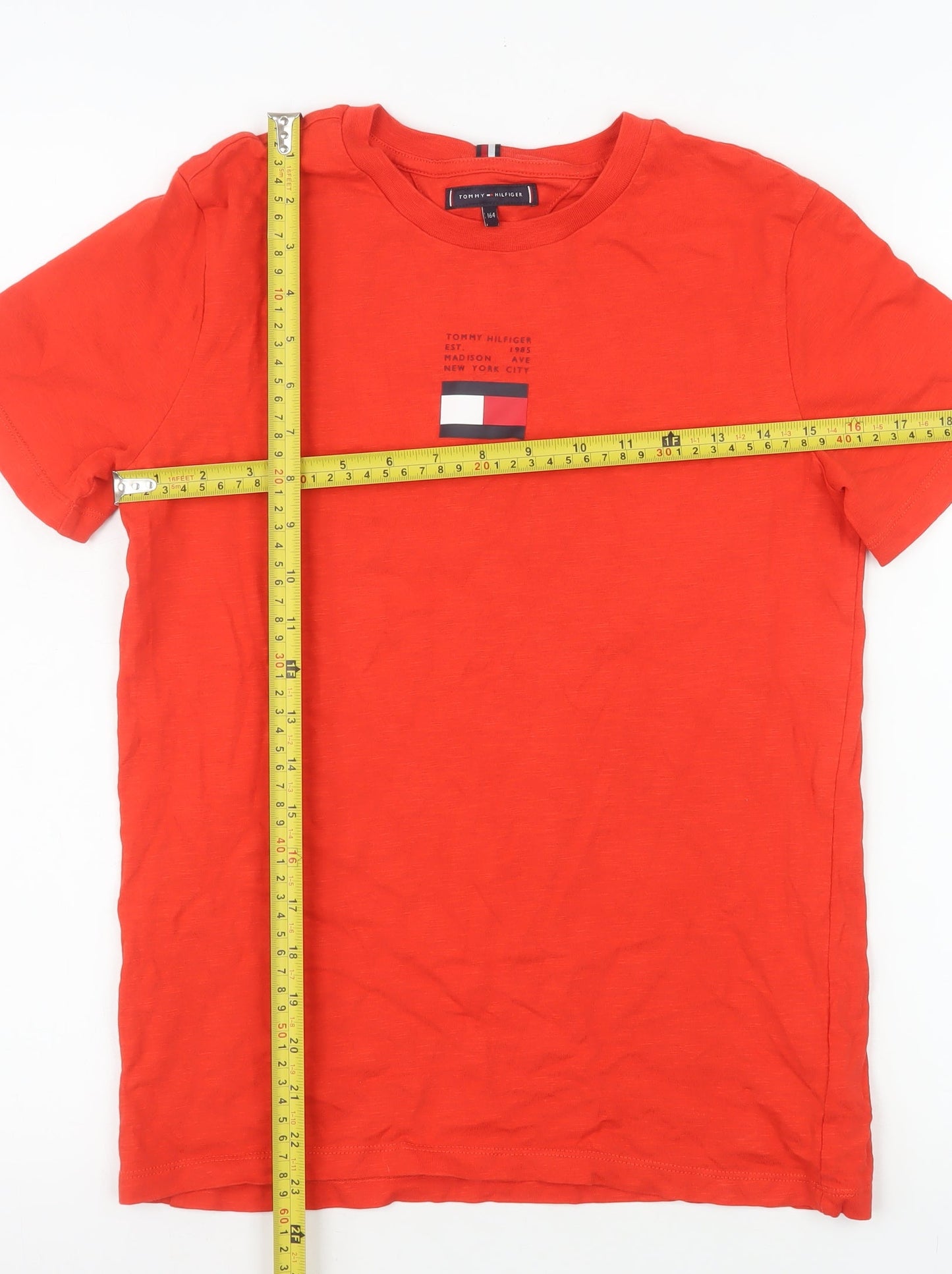 Tommy Hilfiger Men Red Cotton Crew Neck Short Sleeve T-Shirt XS